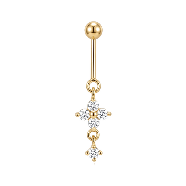 Piercing Helix Barre Dorée Pendentif Fleur Zircons