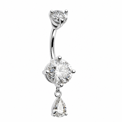 Piercing nombril pendentif cœur zircon-Véloria piercing