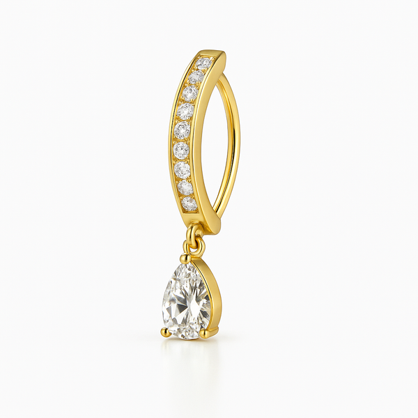 Piercing nombril anneau clicker pavé zircon doré — pendentif goutte cristal