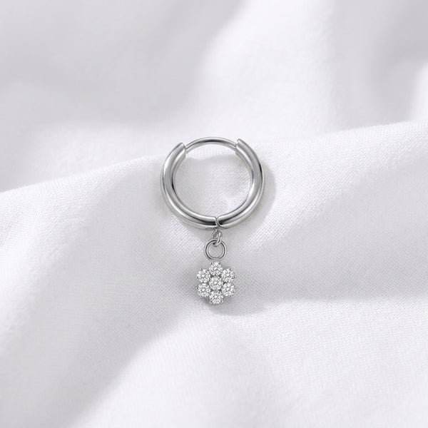 Piercing Oreille Anneau Clicker Doré Fleur Zircone Élégant - vue 2