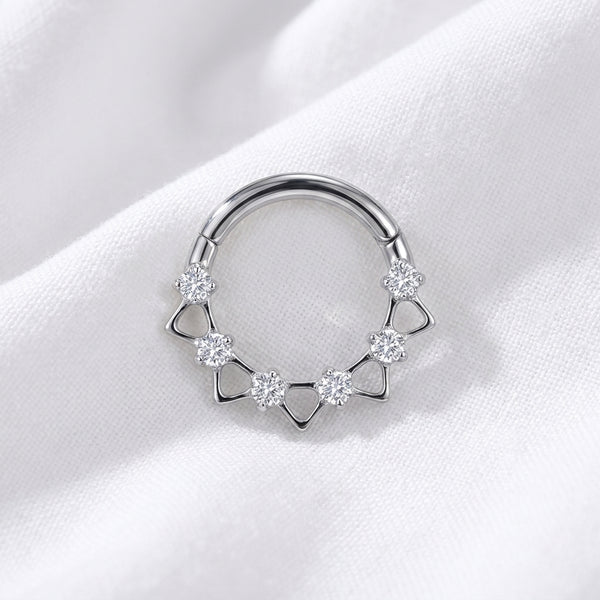 Piercing Daith Clicker Doré Zircons, Motif Ajouré Raffiné - vue 2