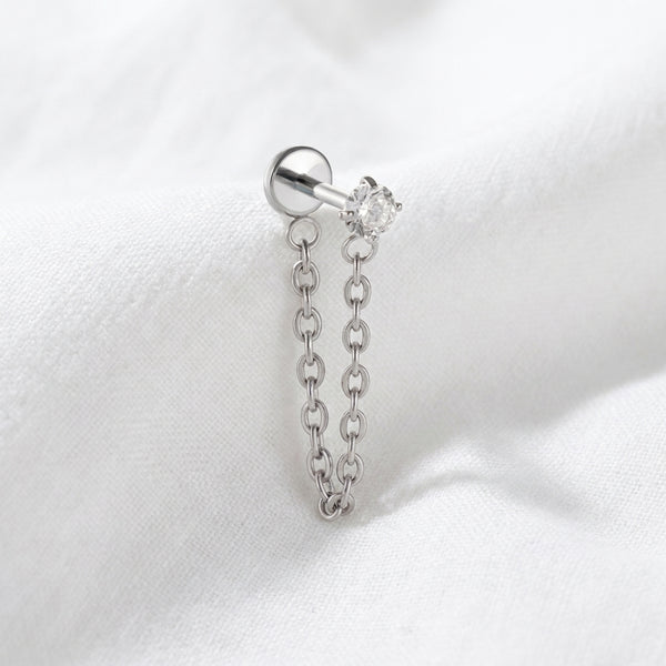 Piercing Oreille Helix ou Flat avec chaine