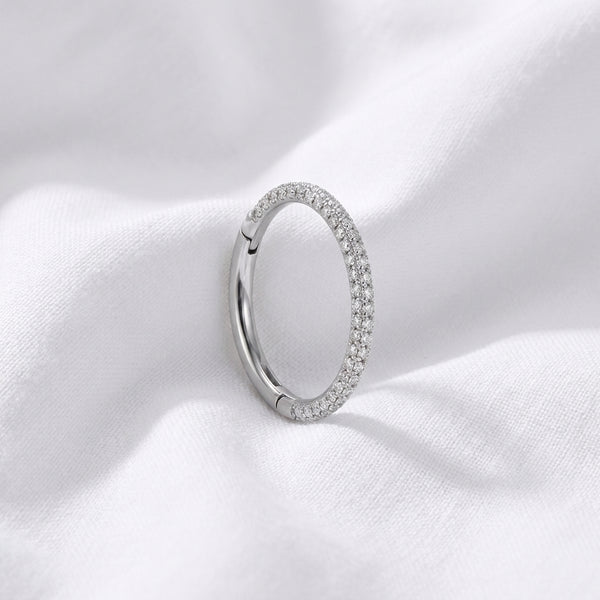 Piercing Hélix Clicker Doré Double Rang Zircones - vue 2
