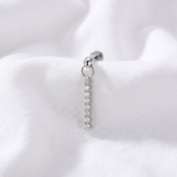 Piercing Labret Doré Rivière Zircones pour l'Oreille - vue 2