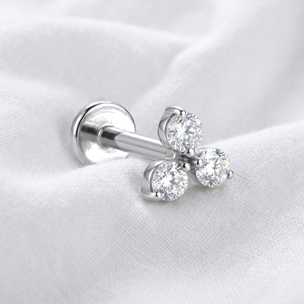 Labret Doré Trio Zircons Ronds | Piercing Cartilage Élégant - vue 2