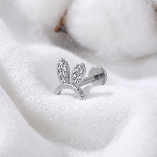 Piercing Cartilage Labret Doré Lapin Zircon - vue 2