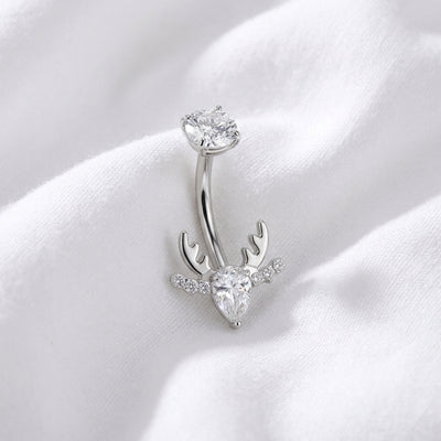 Piercing nombril bois de cerf doré - vue 2
