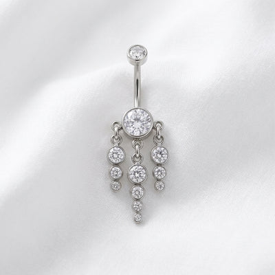 Piercing nombril boule strass doré - vue 2