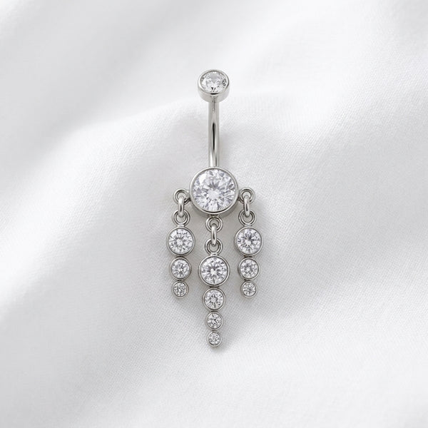 Piercing nombril boule strass doré - vue 2