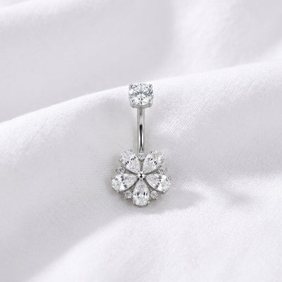 Piercing nombril fleur cristal classique-Véloria piercing
