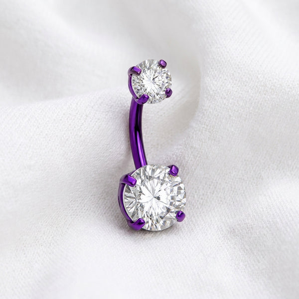 Piercing nombril double zircon multicolore - vue 2