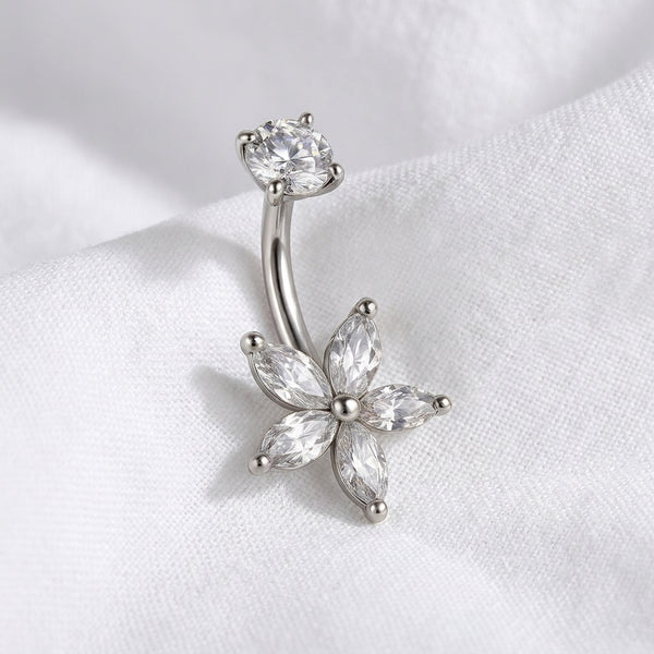 Piercing nombril fleur doré multi-motifs - vue 2