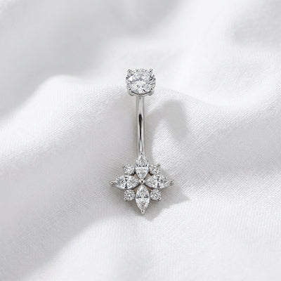 Piercing nombril fleur zircon doré - vue 2