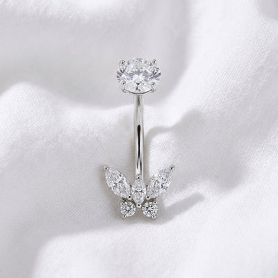 Piercing nombril papillon marquise doré - vue 2