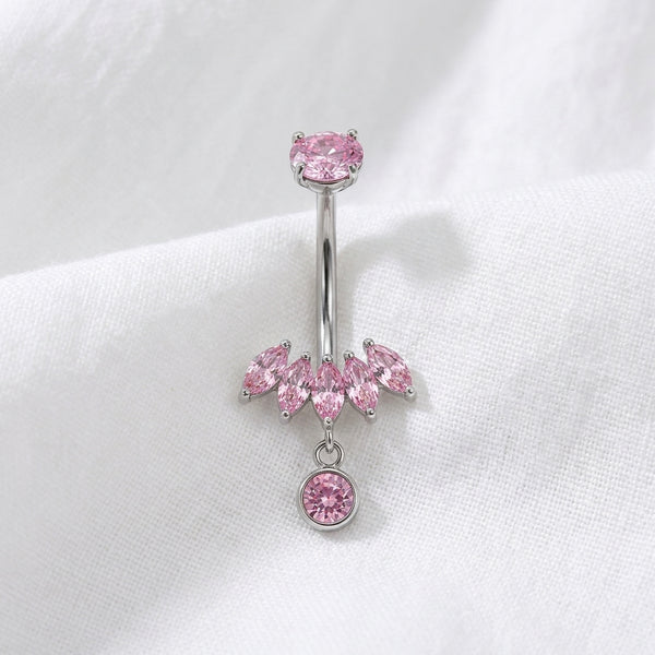 Piercing nombril cœur rose 3D - vue 2