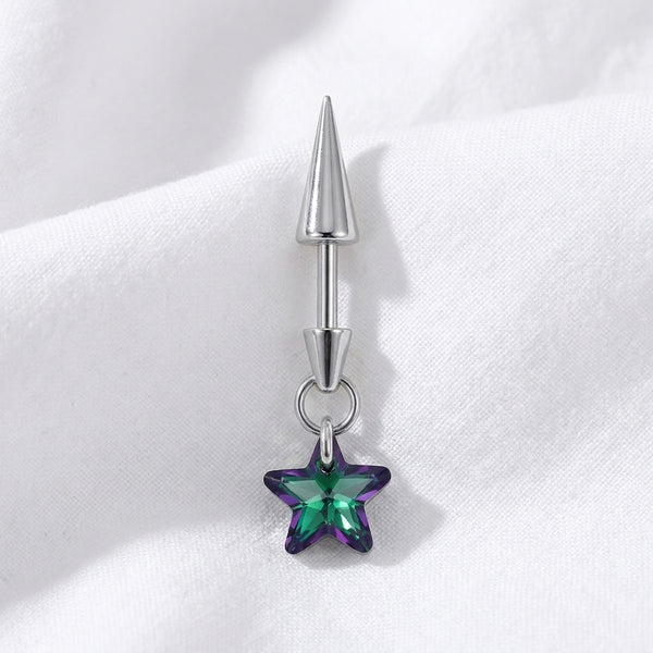 Piercing cartilage titane barre spike et étoile zircone - vue 2