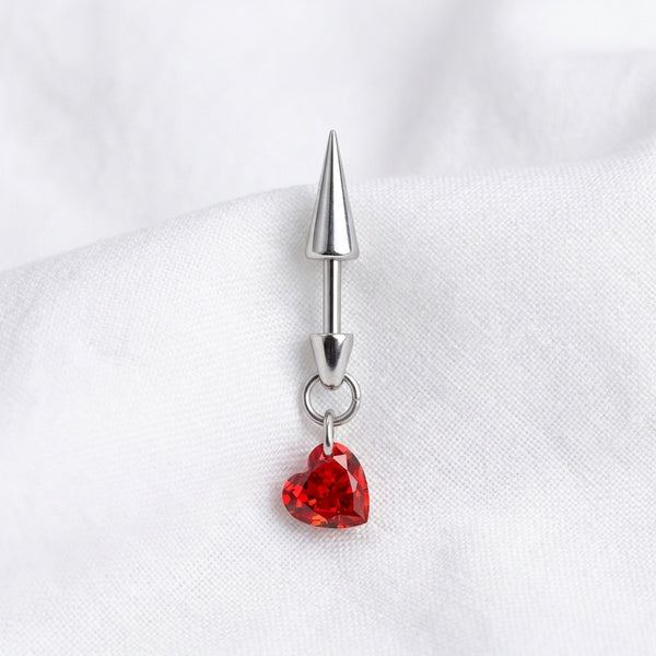 Piercing Hélix Labret Spike Cœur Zircon Titane Argenté - vue 2