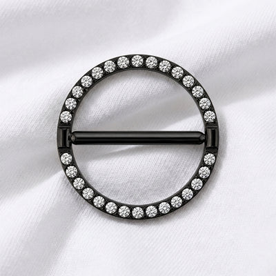 Piercing téton cercle hexagonal zircon - vue 2