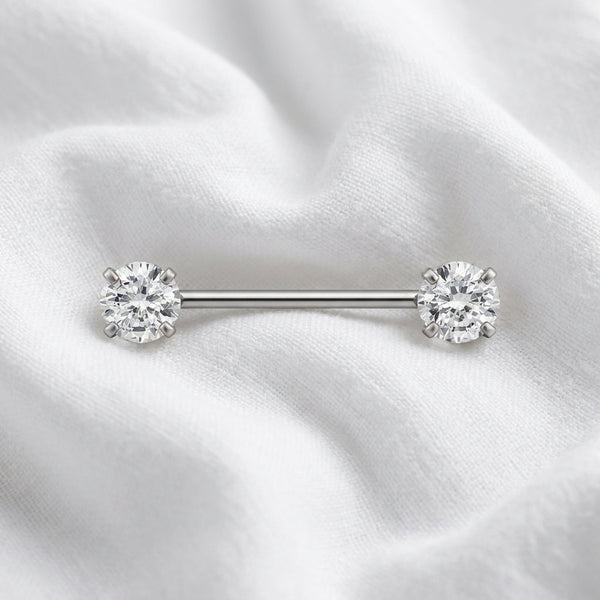 Piercing téton luxe feuilles cœur doré 18K - vue 2