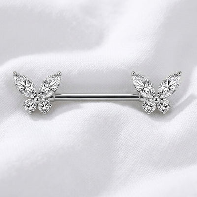 Piercing téton papillon cœur zircon - vue 2