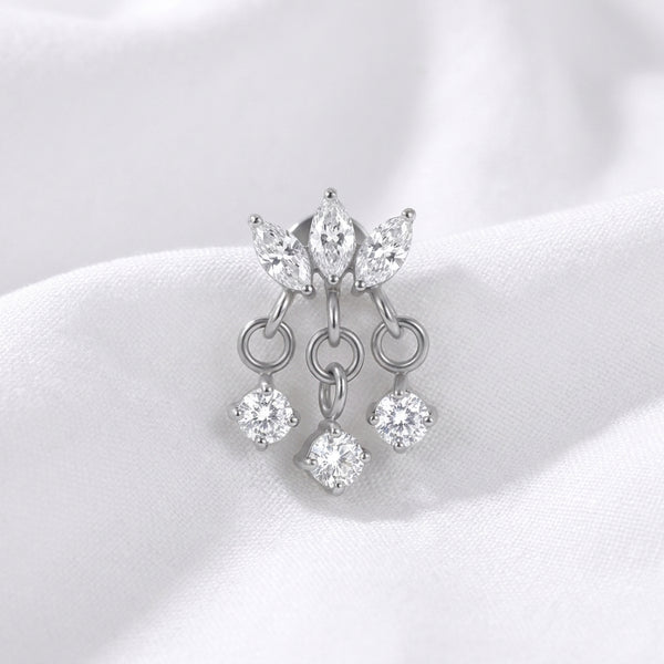 Piercing d'Oreille Labret Papillon Doré Zircons et Pendentifs - vue 2