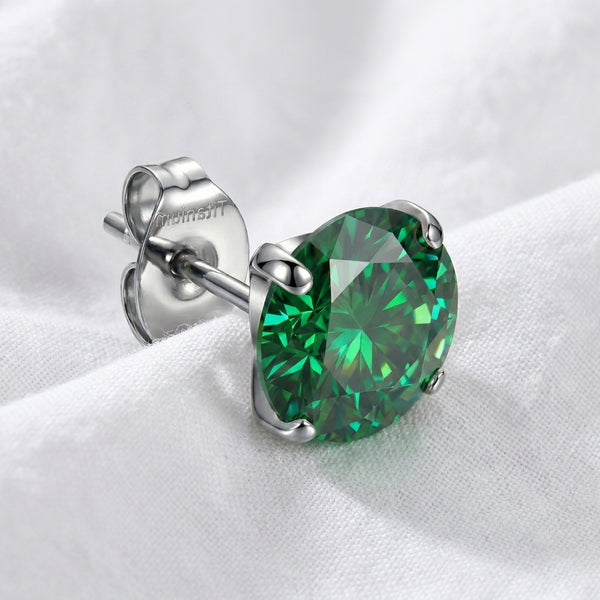 Puce d'oreille titane G23 zircon rond solitaire 4 griffes - vue 2