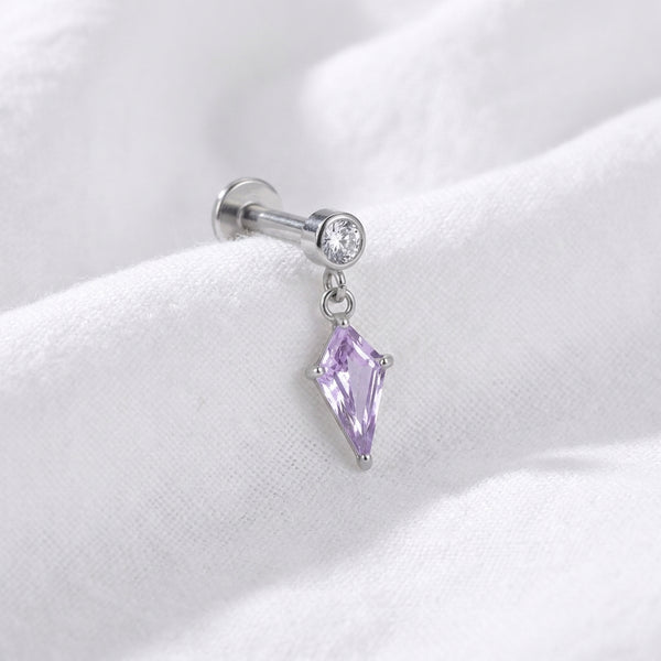 Piercing Labret Doré Tragus Helix, Pendentif Zircone Kite Scintillante - vue 2