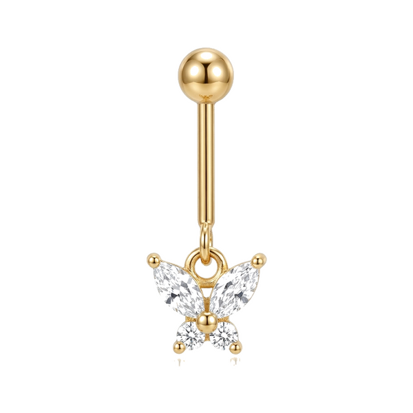 Piercing Hélix Pendentif Papillon Zircon Doré