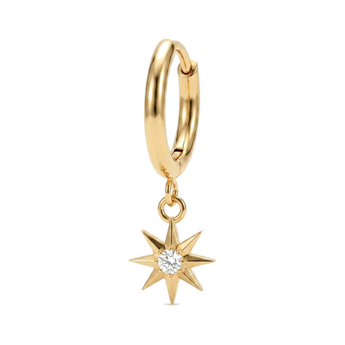 Piercing Cartilage Anneau Clicker Doré Étoile Zircon