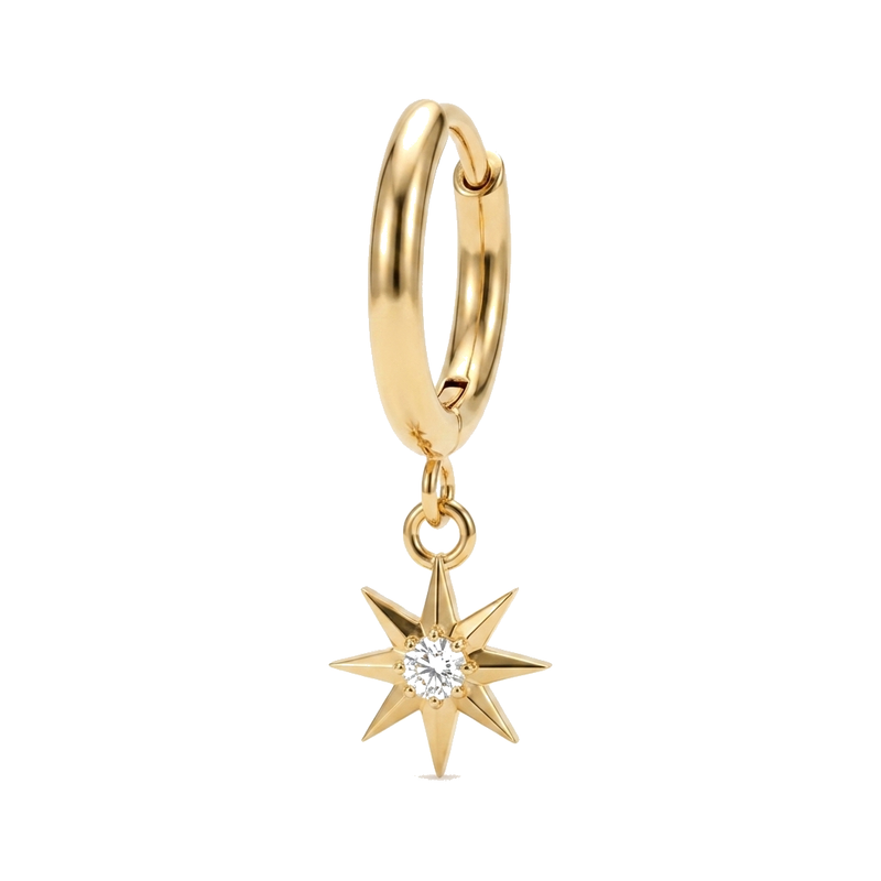 Piercing Cartilage Anneau Clicker Doré Étoile Zircon