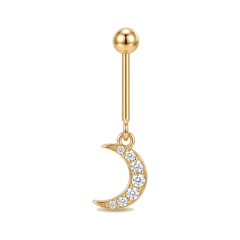 Piercing Hélix Lune Dorée Pavée de Zircons
