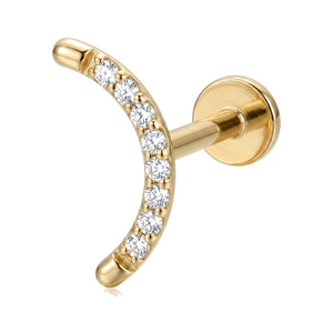Piercing Oreille Doré Arc Zircons Brillants | Labret Lune