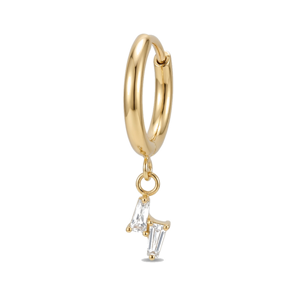 Piercing Daith anneau clicker doré, zircons bâtonnets doubles