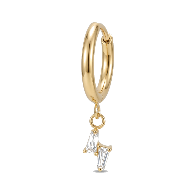 Piercing Daith anneau clicker doré, zircons bâtonnets doubles