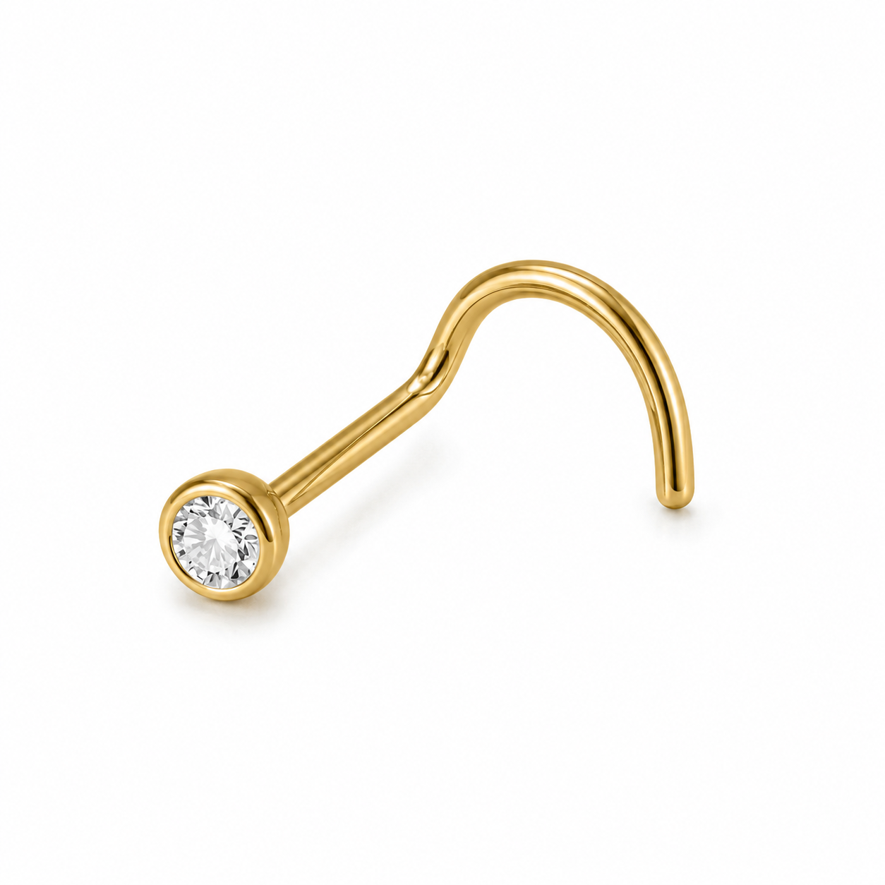 Vis nez doree zircon rond sertissage bezel — miniature fond blanc taille differente