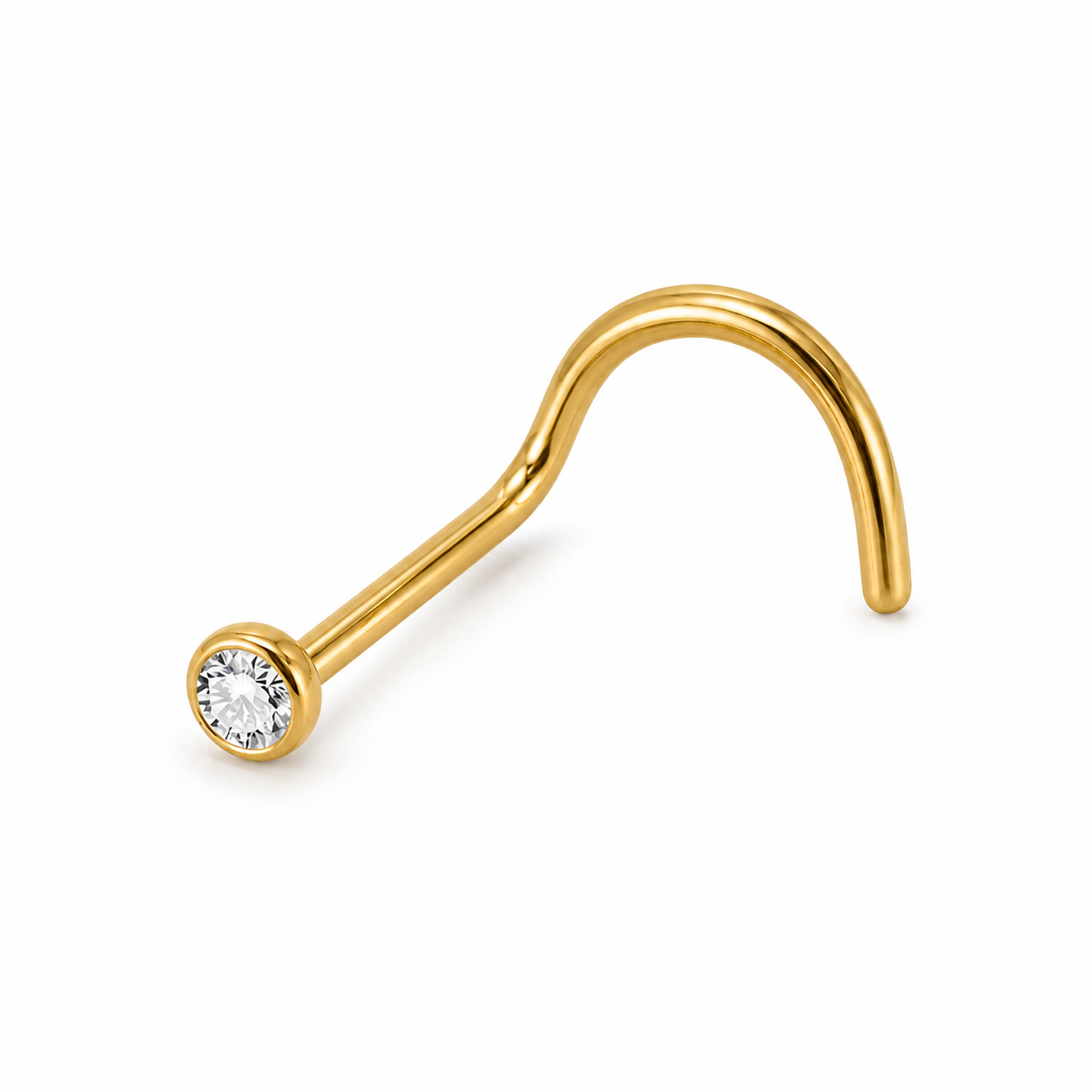 Vis nez doree zircon rond sertissage bezel — miniature fond blanc grande taille