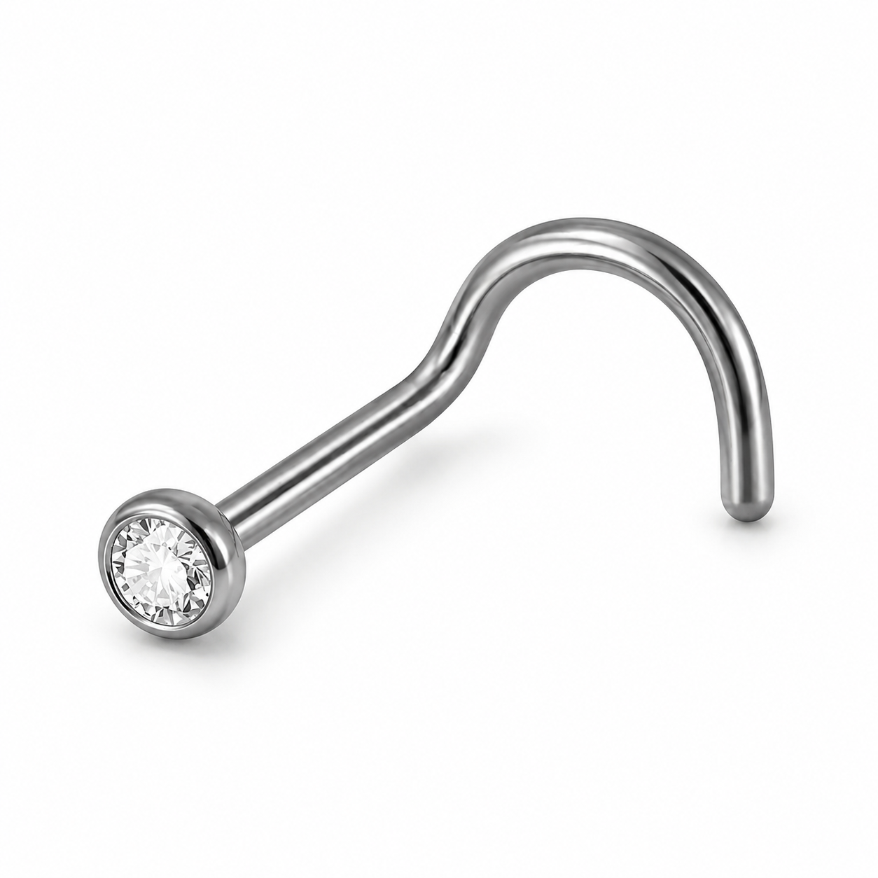 Vis nez argentee zircon rond sertissage bezel — miniature fond blanc variante