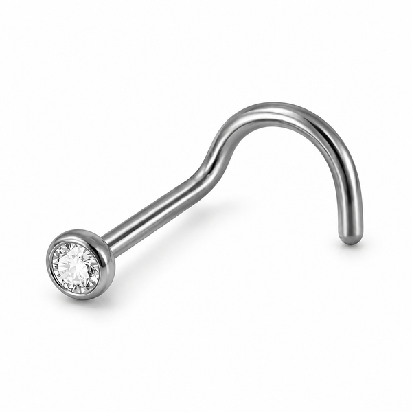 Vis nez argentee zircon rond sertissage bezel — miniature fond blanc variante