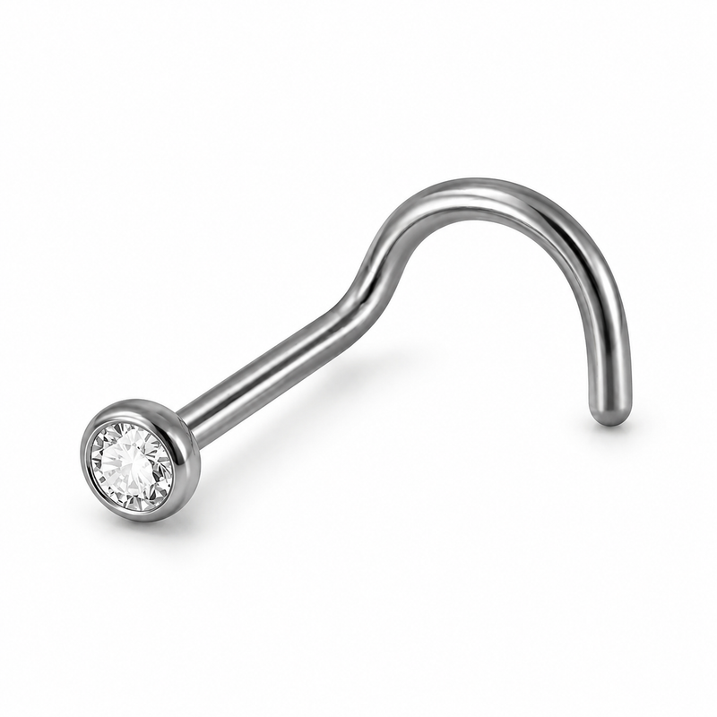 Vis nez argentee zircon rond sertissage bezel — miniature fond blanc variante