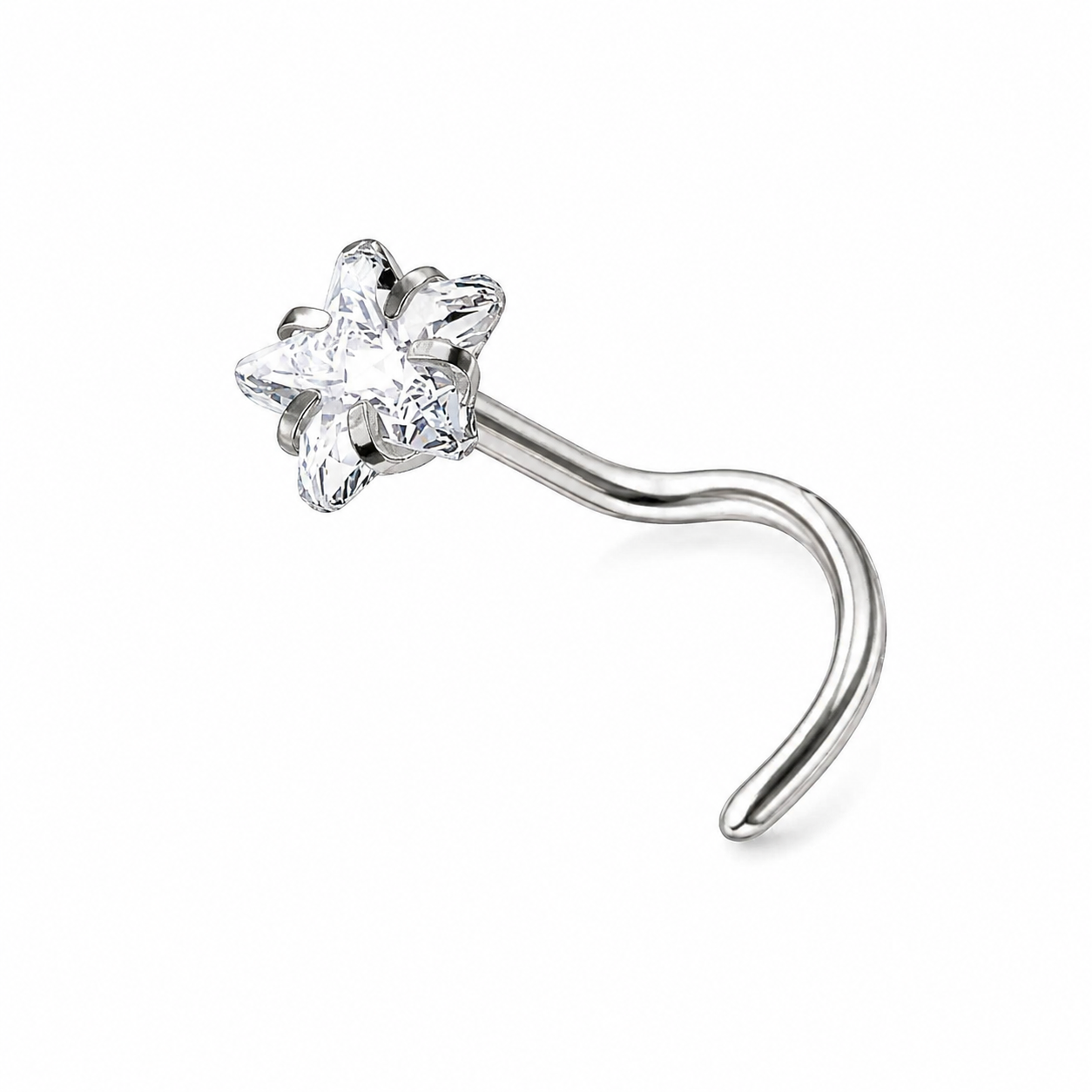 Vis argentee etoile zircon marquise — miniature fond blanc