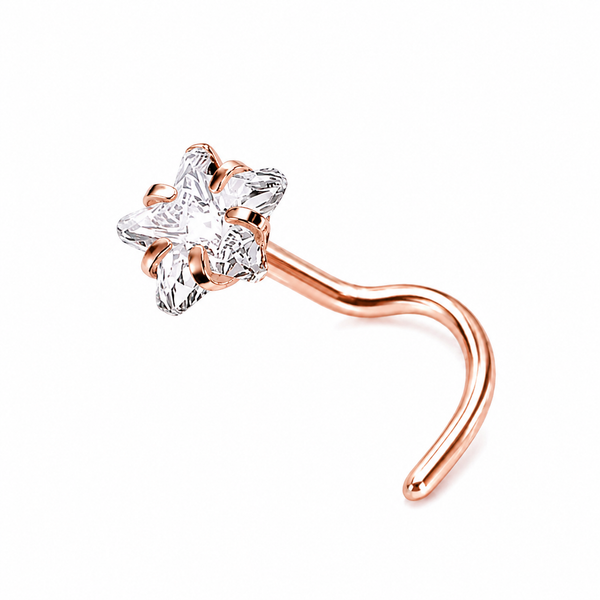 Vis or rose etoile 4 branches zircons marquise — miniature fond blanc