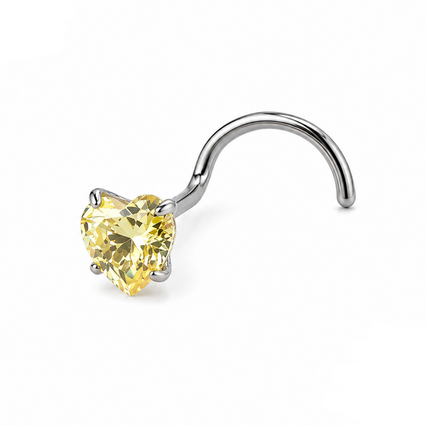 Vis nez argentee zircon coeur jaune pale — miniature fond blanc