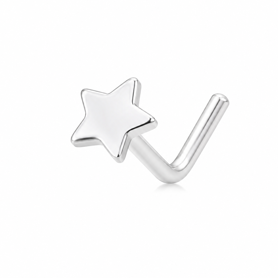 Clou en L argente etoile plate 5 branches — miniature fond blanc