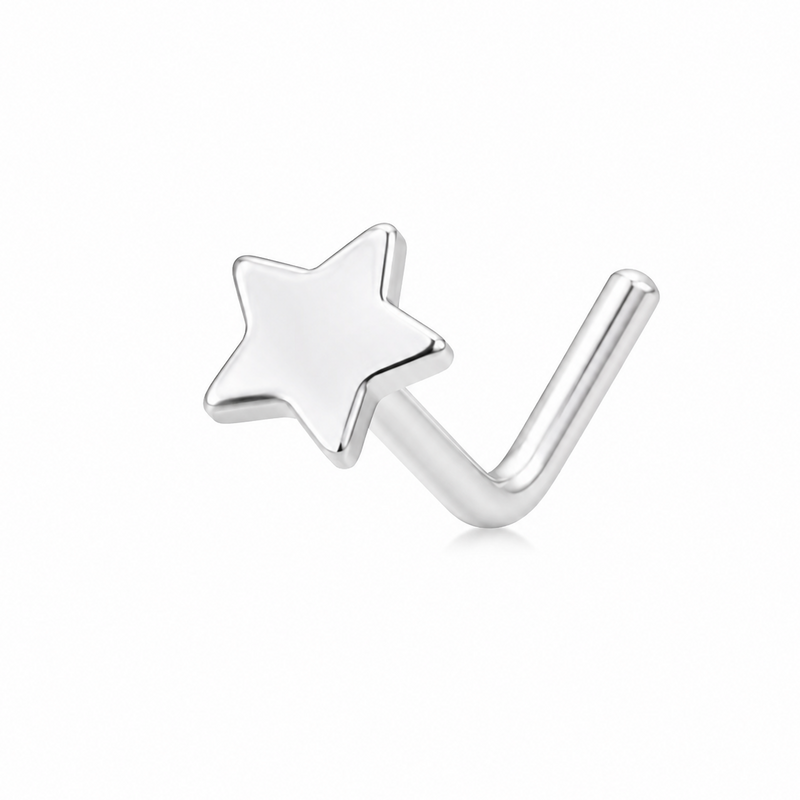 Clou en L argente etoile plate 5 branches — miniature fond blanc