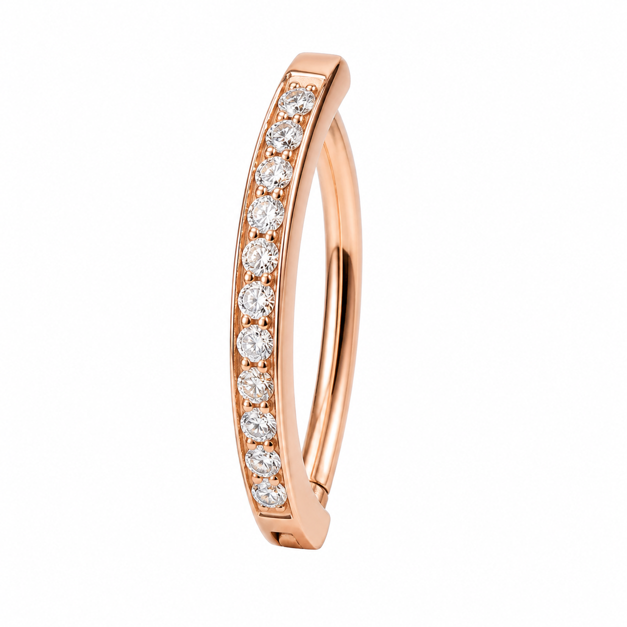 Piercing nombril anneau zircon pavé rose gold — anneau à charnière serti
