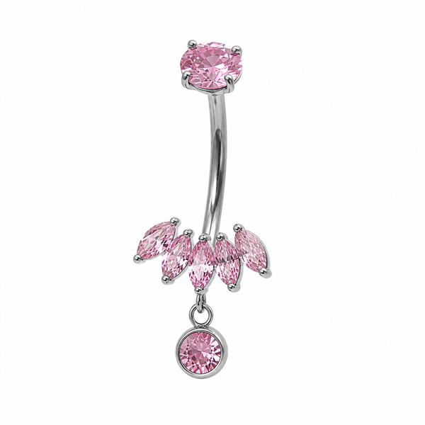 Piercing nombril cœur rose 3D - vue 3