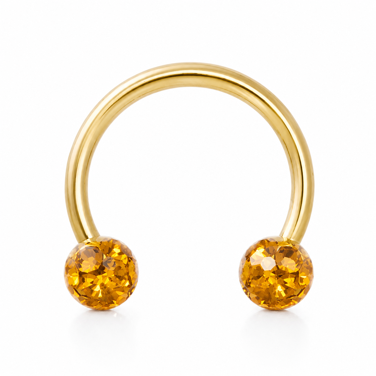 Fer a cheval dore 2 boules cristal topaze amber — miniature fond blanc