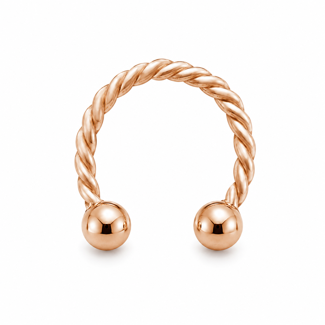Fer a cheval or rose torsade 2 boules — miniature fond blanc