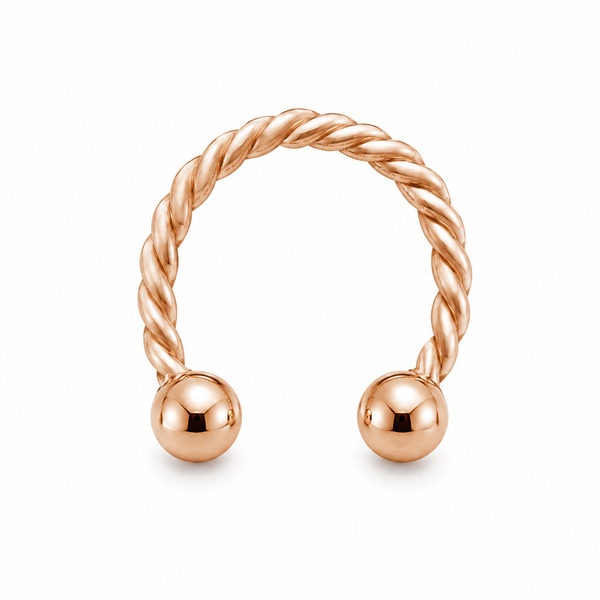 Fer a cheval or rose torsade 2 boules — miniature fond blanc
