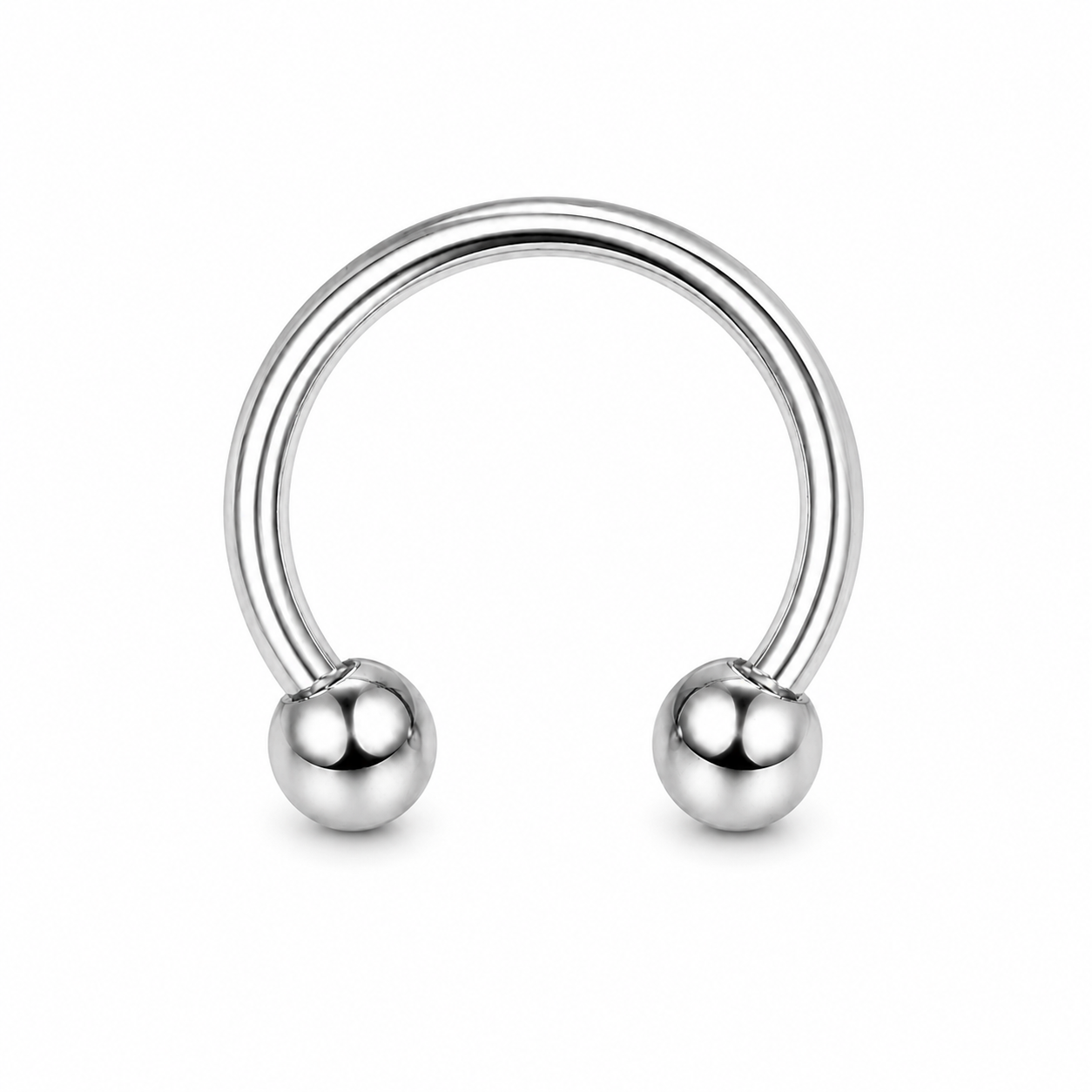 Fer a cheval septum argente 2 boules lisses — miniature fond blanc